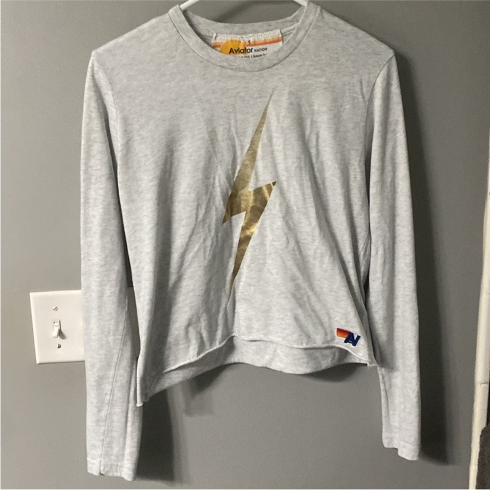 🔸NWT🔸Aviator Nation Long Sleeve Boyfriend Bolt Tee
